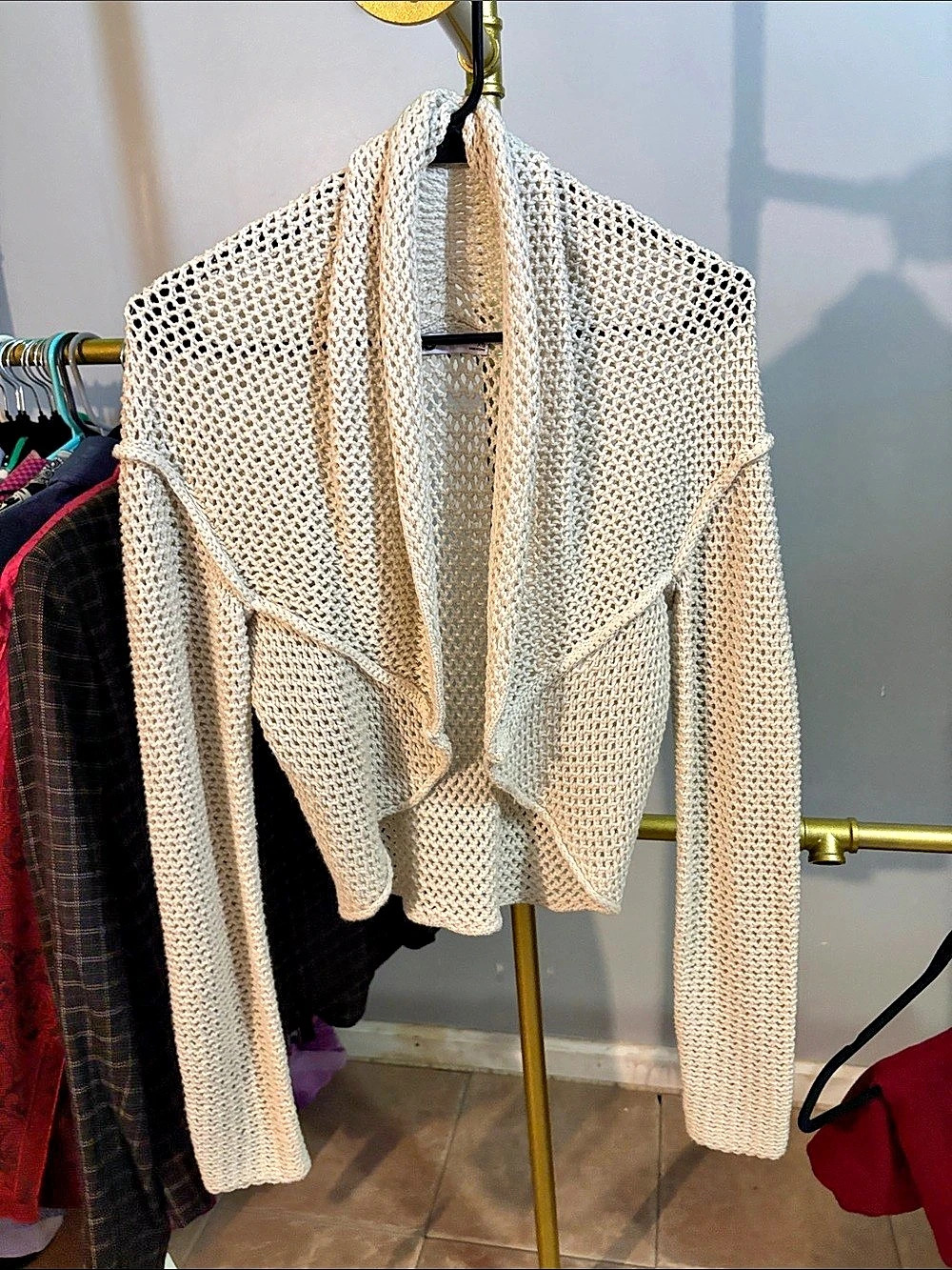 SO Open Knit Cardigan Cream Size XS